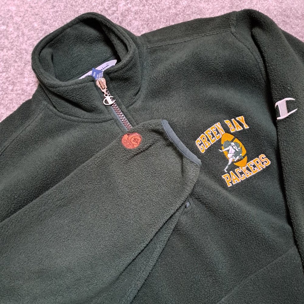 VINTAGE Champion Green Bay Packers Jacket Mens Medium Green Fleece 90s